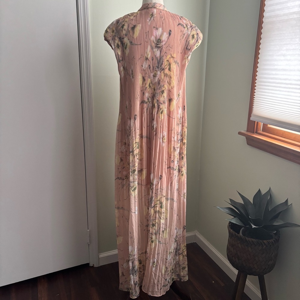 H&M Blush Pink Floral Pleated Maxi Dress size 10 euc - Picture 5 of 10
